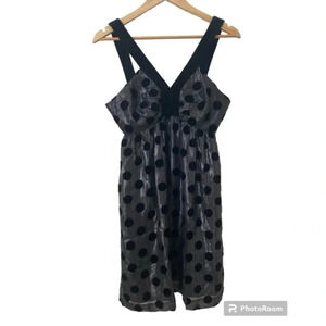 Milly New York Womens Metallic Polka Dot Silk Black Party Dress